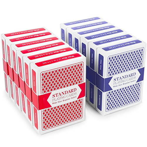 Brybelly 12 Decks of Playing CardsPoker Wide Size 6 Red6 BluePlastic Coated Cards for Poker Blackjack Regular Index - Image 1