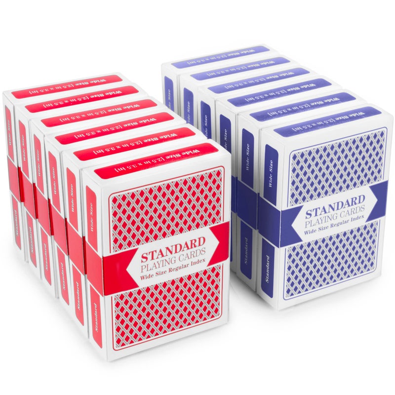 Brybelly 12 Decks of Playing CardsPoker Wide Size 6 Red6 BluePlastic Coated Cards for Poker Blackjack Regular Index - Image 3