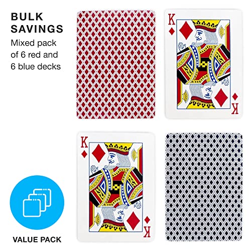 Brybelly 12 Decks of Playing CardsPoker Wide Size 6 Red6 BluePlastic Coated Cards for Poker Blackjack Regular Index - Image 5