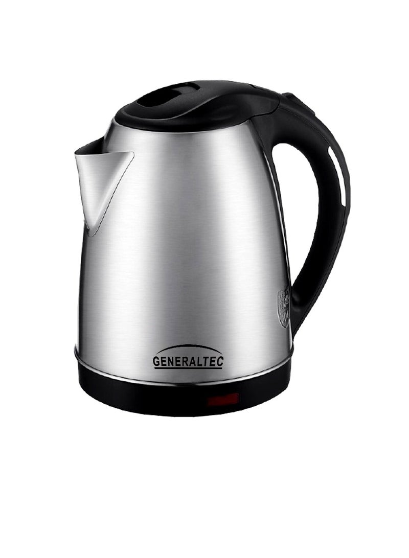 GENERALTEC غلاية كهربائية بدون سلك من جنرالتيك سعة 1.8 لتر من الفولاذ المقاوم للصدأ، قوة 1500 واط، وظيفة الإيقاف التلقائي، موديل-GEK190