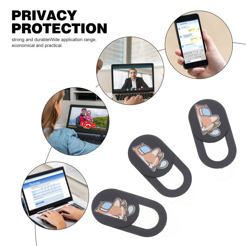 Camera Cover Laptop Webcam Privacy Cover Slide Design Daily Use Black 3Pcs - Image 3
