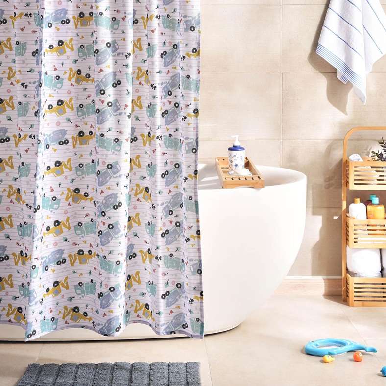Construction Shower Curtain 180x180cm - Multi