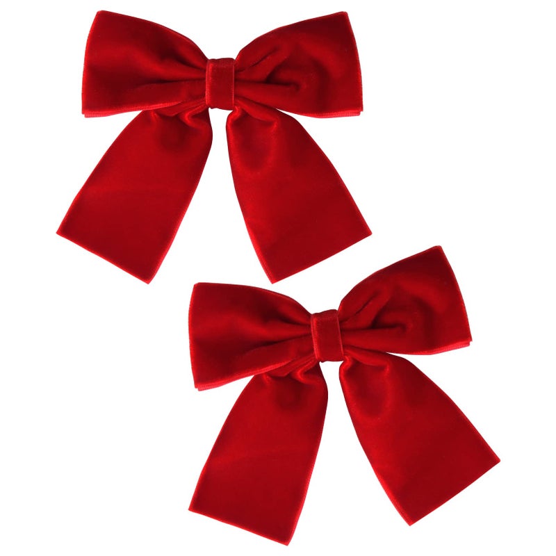 Aileam 2PCS Velvet Hair Bows Red Hair Ribbon Clips 4 Big Fall Alligator Clips Hair Accessories for Women Girls Toddlers Kids Baby