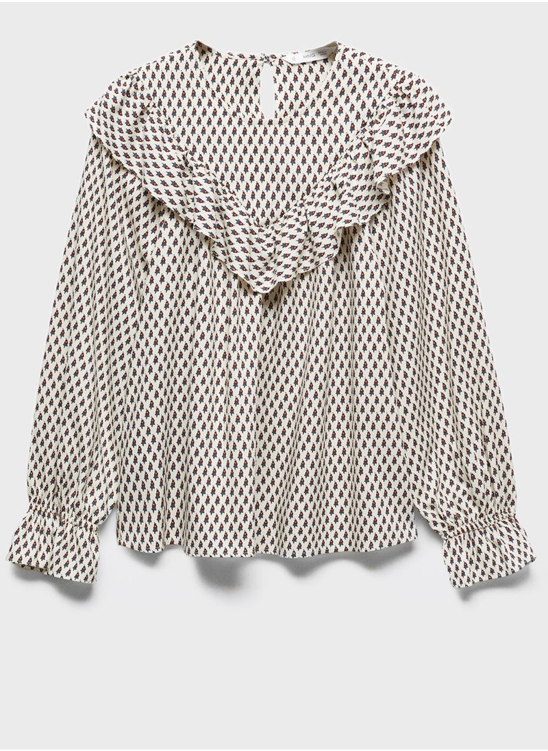 MANGO - Youth Printed Ruffle Top - Image 1