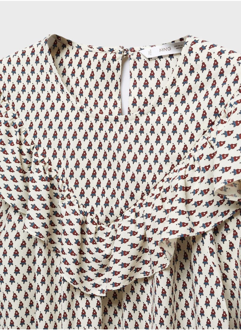 MANGO - Youth Printed Ruffle Top - Image 1