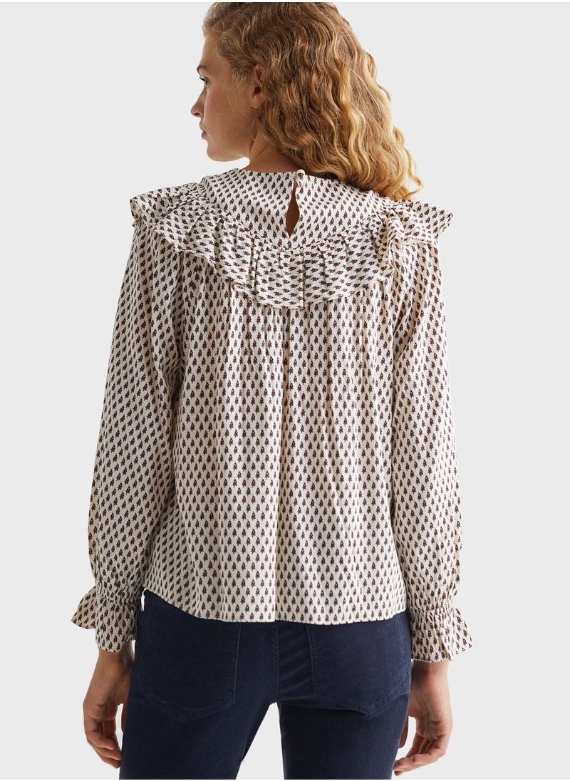 MANGO - Youth Printed Ruffle Top - Image 1