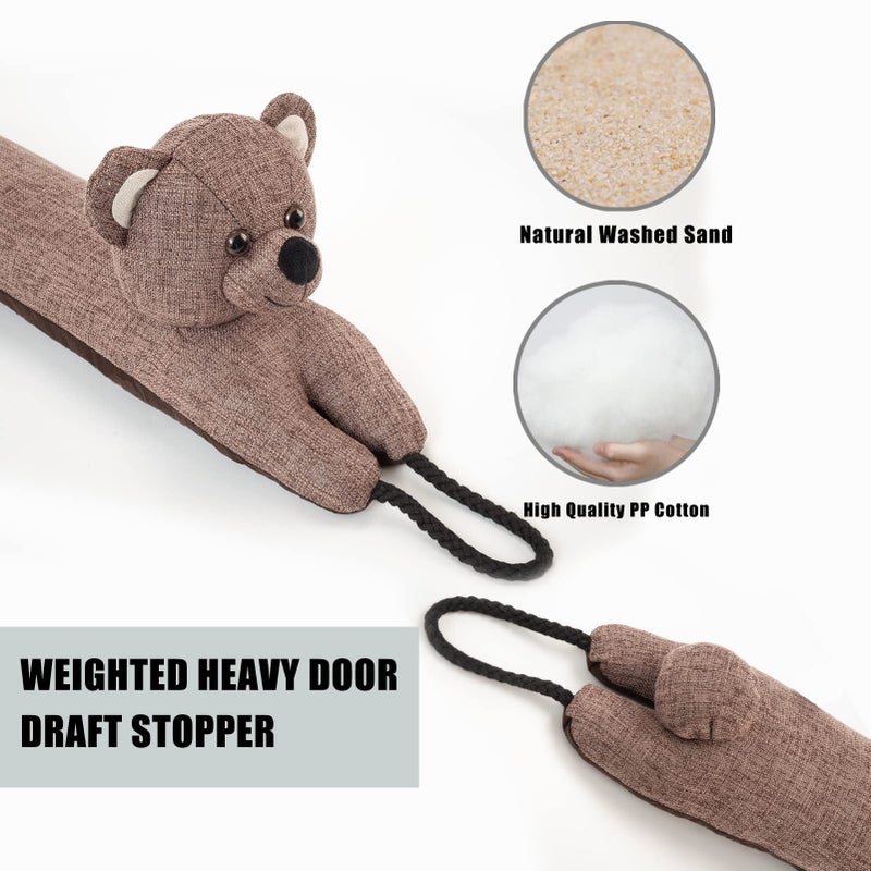Marwood Under Door Draft Stopper Decorative Wind Stopper 30 inch for Door & Window, Weighted Animal Air Draft Stopper Snake Noise Blocker for Bottom of Door with Hanging Loops - Bear - Image 4