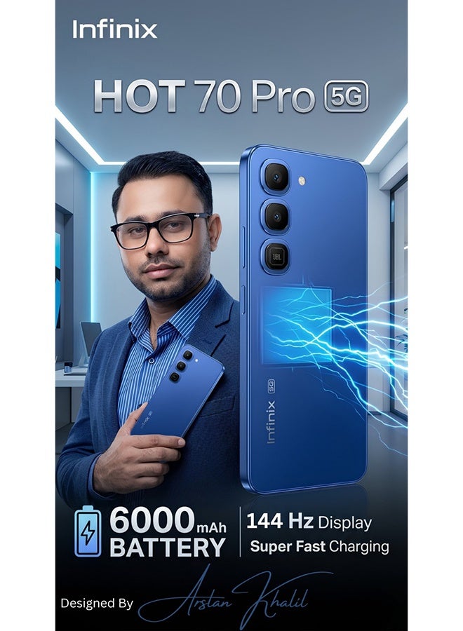 Infinix Hot 70 Pro Dual SIM 5G + Smartphone 6GB RAM 256GB Storage Dive Blue - Middle East Version - Image 4