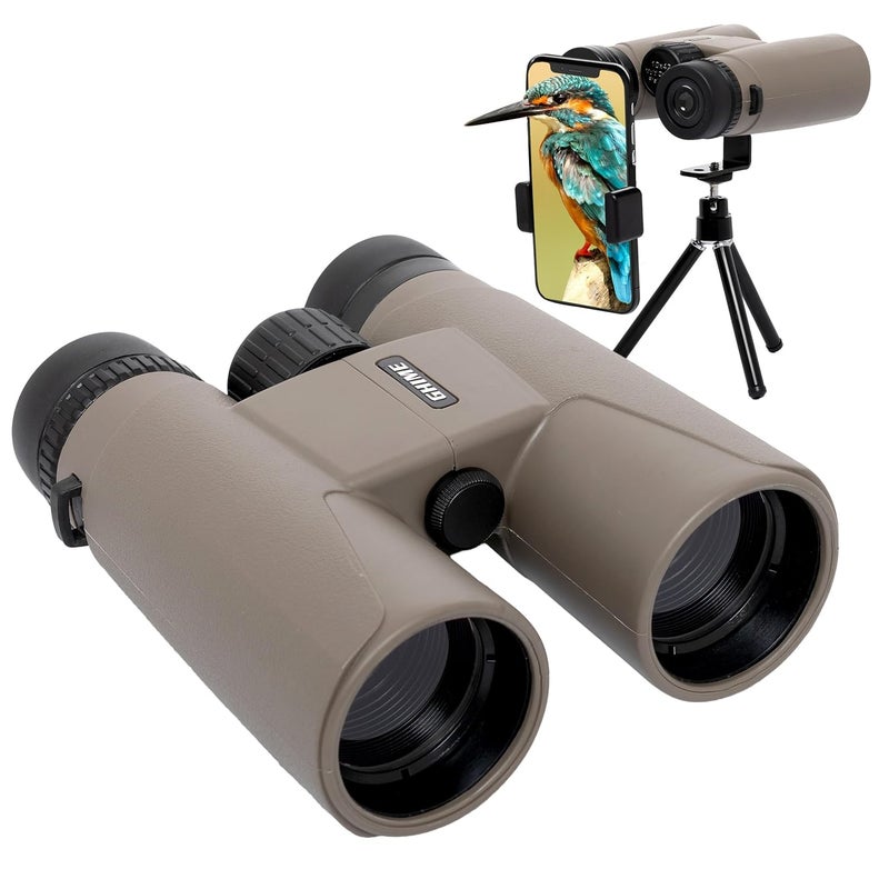 GHIME 10x42 Ultra HD Binoculars for Adults – High Power Long Distance Binoculars with Phone Adapter, BAK4 Prism & FMC Lens, Waterproof - Image 1