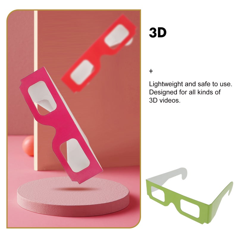 100 Pcs Flat 3D Glasses Cardboard Frame Glasses Eyewear for 3D Movies and Games - Image 5