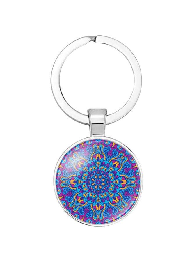 NIBEMINENT Mandala Flower Symbol Metal Glass Casual Key Ring