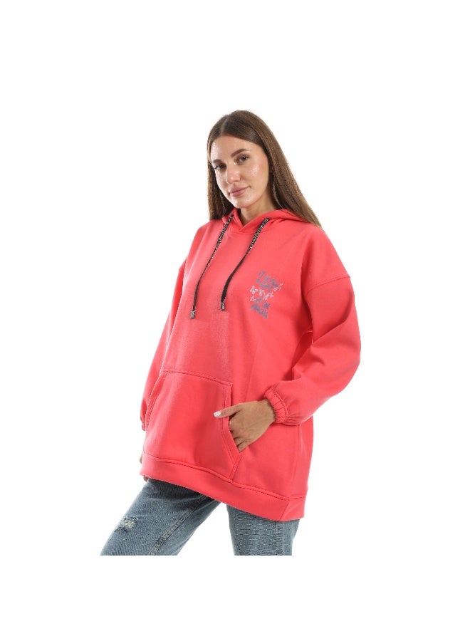 سيزار هودي اوفر سايز حريمي  مطبوع فراشات وحروف من الضهر - Image 3