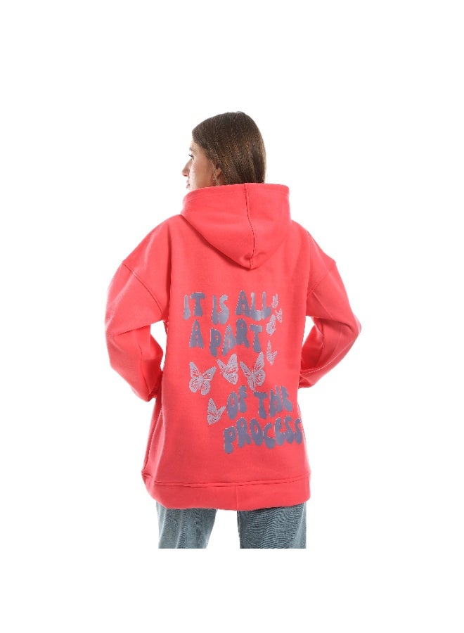 سيزار هودي اوفر سايز حريمي  مطبوع فراشات وحروف من الضهر - Image 4