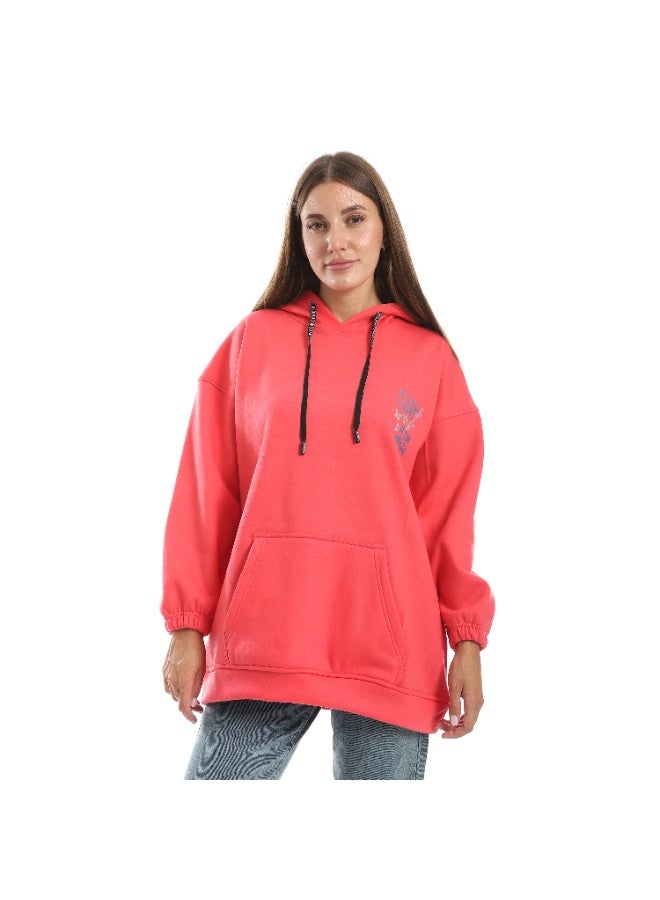 سيزار هودي اوفر سايز حريمي  مطبوع فراشات وحروف من الضهر - Image 2