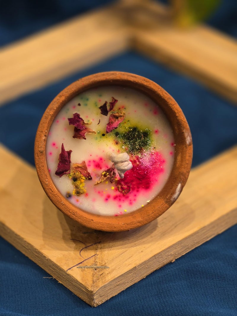 Velas Hand Crafted Scented Soy Wax Kulhad Candles | Perfect for Home Decor Lighting Gifting (KulhadHoliMulti) - Image 4