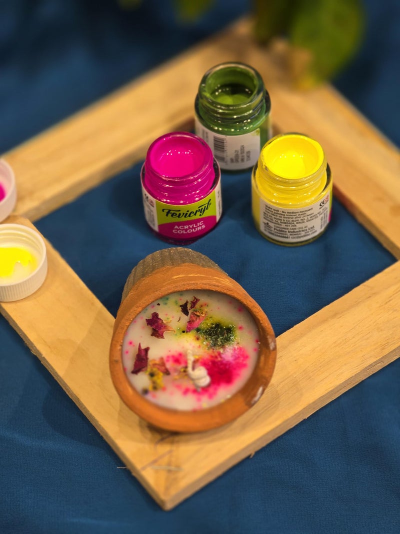 Velas Hand Crafted Scented Soy Wax Kulhad Candles | Perfect for Home Decor Lighting Gifting (KulhadHoliMulti) - Image 2