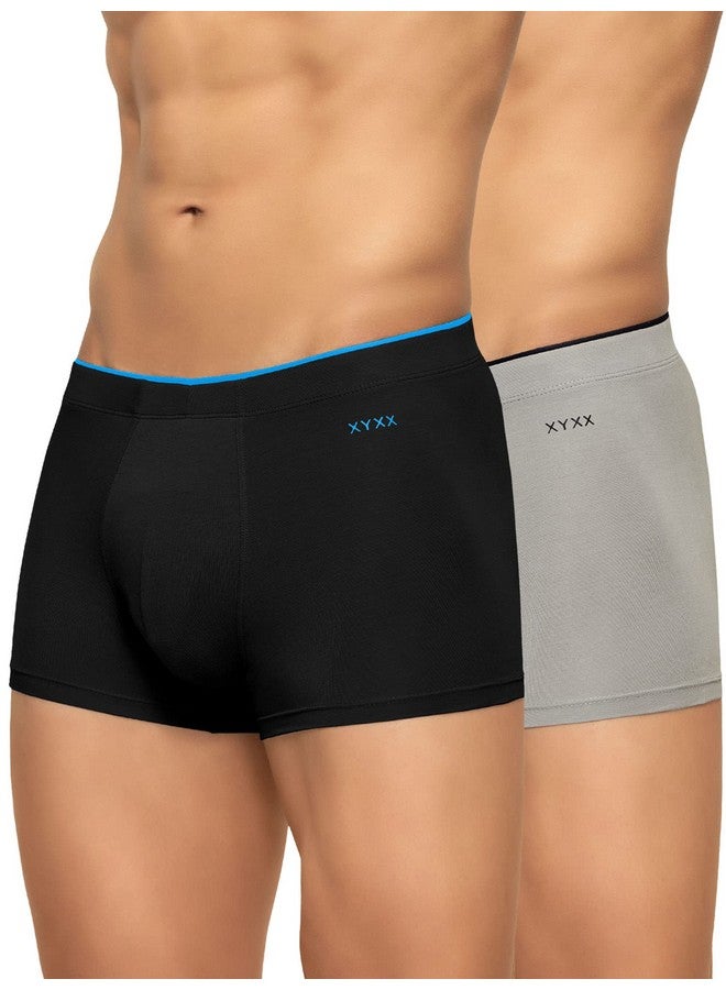XYXX XYXX Men's Underwear Uno IntelliSoft Antimicrobial Micro Modal Trunk Pack of 2 (Black ; Heather Grey; XL)  - Image 1