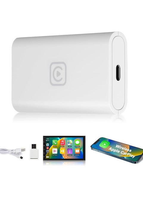 Wireless CarPlay Adapter for Factory Wired CarPlay - Bluetooth Dongle for iPhone, Plug & Play Upgrade for Original Car System, Convert Wired to Wireless with USB/Type-C Sync App Box.