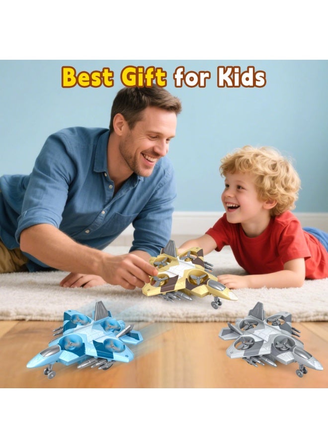 【Kids Toy Airplane】Inertia Powered 360° Stunt Spinning Fighter Jet Model | Durable & Shockproof ABS Material | Fun Toy For Boys Aged 3+ | Auto-Spin Propeller On Forward Glide | Wall Collision Auto-Direction Change | Ergonomic Grip Design - Image 4