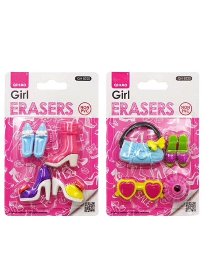 SYGA 8 Pcs Cartoon Shaped DIY Creative Aerospace Military Girl Rubber Erasers for Child Student Gift (Girl) - Image 1