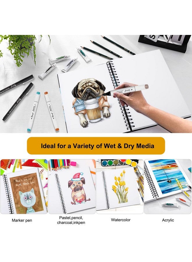 Bianyo Mixed Media Paper Sketchbook, 11" X 14", 60 Sheets/Each, 123 LBS/200 GSM, Spiral-Bound Pad, Micro-Perforated, Ideal for Wet & Dry Media Like Marker, Watercolor, Acrylic, Pastel, Pencil - Image 2