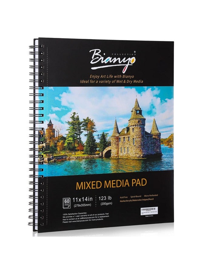 Bianyo Mixed Media Paper Sketchbook, 11" X 14", 60 Sheets/Each, 123 LBS/200 GSM, Spiral-Bound Pad, Micro-Perforated, Ideal for Wet & Dry Media Like Marker, Watercolor, Acrylic, Pastel, Pencil - Image 1
