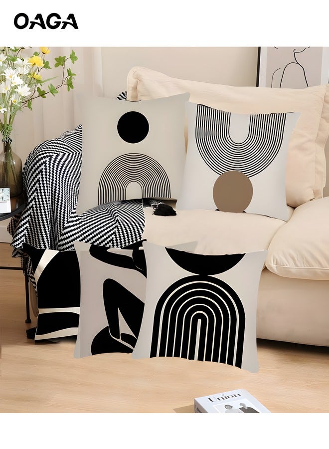 OAGA Throw Pillow Covers Pack of 4, Sofa Pillow Covers 18x18 Inch, Cushion Covers Squre Modern Abstract Geometric Style Home Decor, Decorative Pillow Covers for Couch, Car, Bedroom, Living Room (Double sided pattern) - Image 4