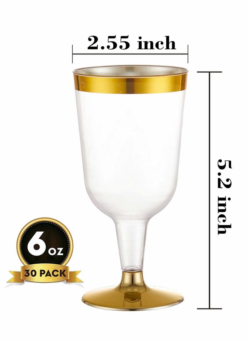 KASTWAVE Plastic Champagne Flutes 10 Pack Glasses with Gold Rim 6 Oz Drink Glasses with Stem Disposable Water Cups Reusable Suitable for Party Weeding Birthday - Image 2