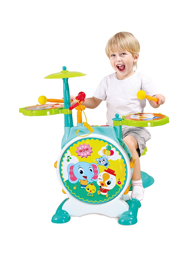 Hola Banging Bopping Drum Set for Toddlers 3+ Years | Kids Electronic Musical Kit with Bass Drum, Snare, Cymbal & Microphone | Learning & Activity Toy - Image 2
