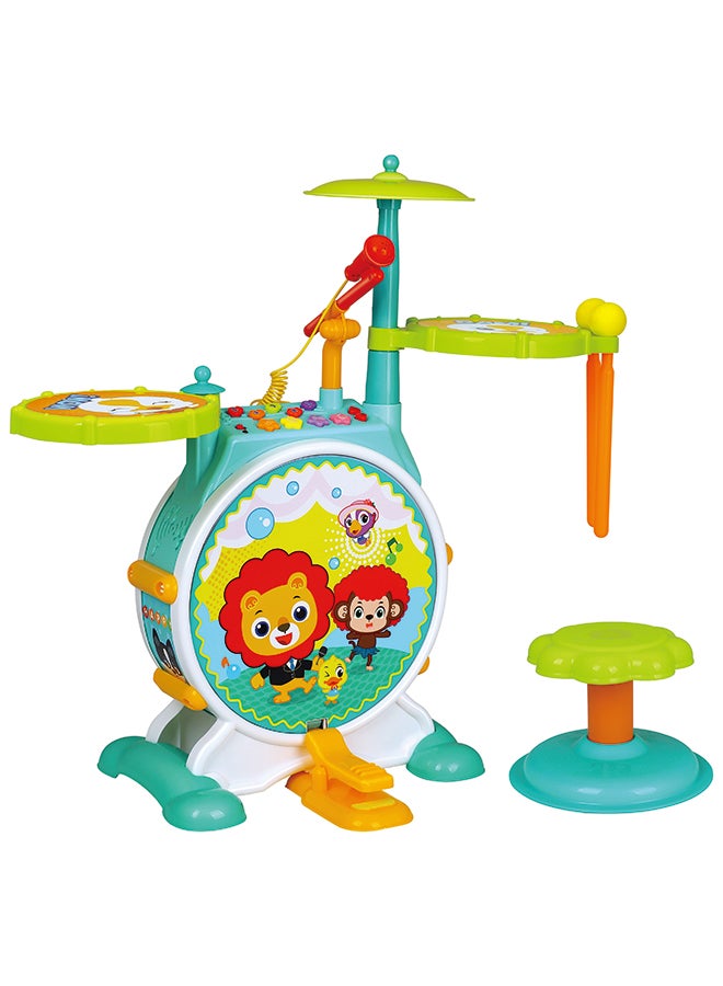 Hola Banging Bopping Drum Set for Toddlers 3+ Years | Kids Electronic Musical Kit with Bass Drum, Snare, Cymbal & Microphone | Learning & Activity Toy - Image 1