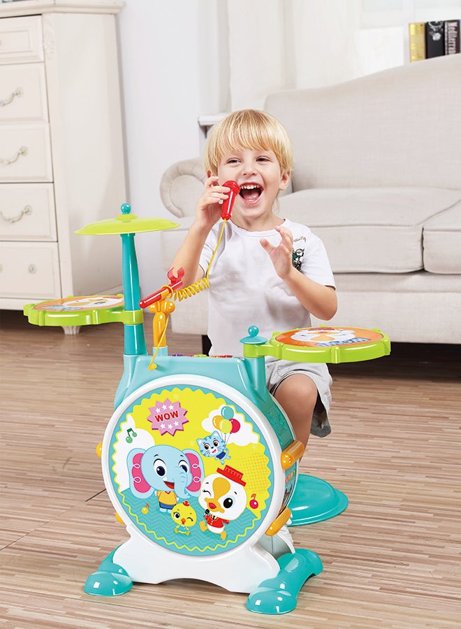 Hola Banging Bopping Drum Set for Toddlers 3+ Years | Kids Electronic Musical Kit with Bass Drum, Snare, Cymbal & Microphone | Learning & Activity Toy - Image 5