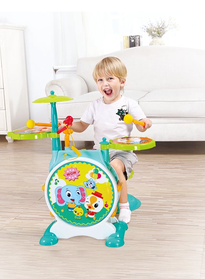 Hola Banging Bopping Drum Set for Toddlers 3+ Years | Kids Electronic Musical Kit with Bass Drum, Snare, Cymbal & Microphone | Learning & Activity Toy - Image 3