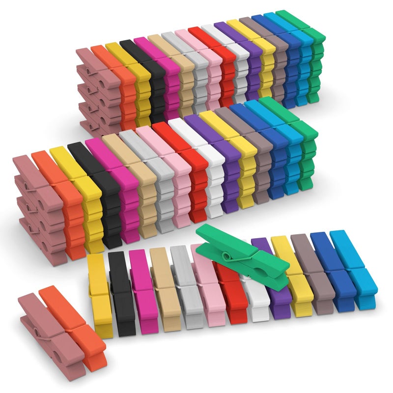 JABINCO (Pack Of 128) Mini Wooden Colored Clothespins 16 Coloers Each 8Pcs - Image 1