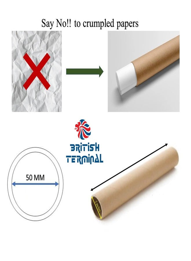 British Terminal Cardboard Mailing Tubes with Caps,rolled Art craft work Storage,protection,Shipping documents,maps,drawings,paintings,posters,packing,paper tube (Length: 18 inches (45 CM), 5 PCS) - Image 3