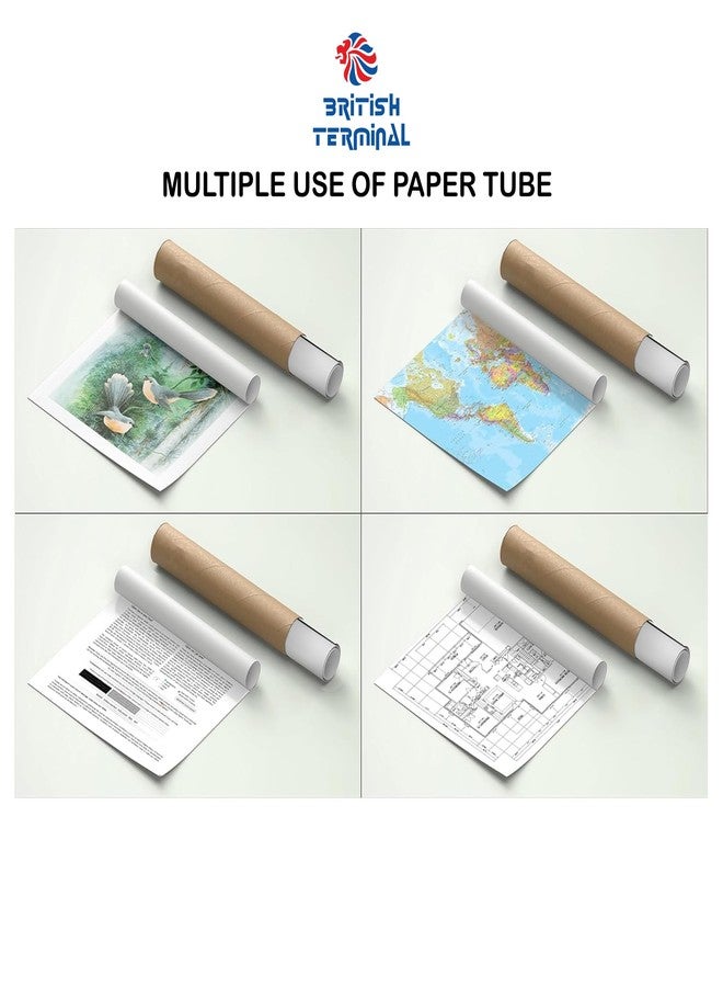 British Terminal Cardboard Mailing Tubes with Caps,rolled Art craft work Storage,protection,Shipping documents,maps,drawings,paintings,posters,packing,paper tube (Length: 18 inches (45 CM), 5 PCS) - Image 5