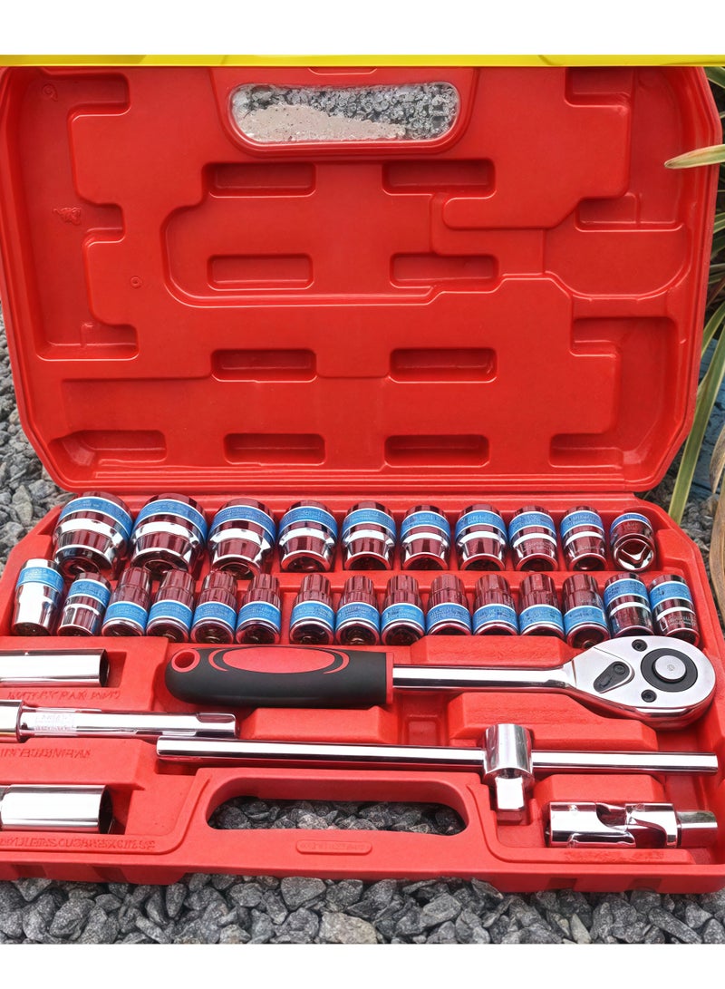 Shuer Auto Repair Tools32-piece Set, Precision Hardware Repair Opening Set, Household Labor-saving Ratchet Wrench Tool Set, Suitable for Home/Repair Shop - Image 1