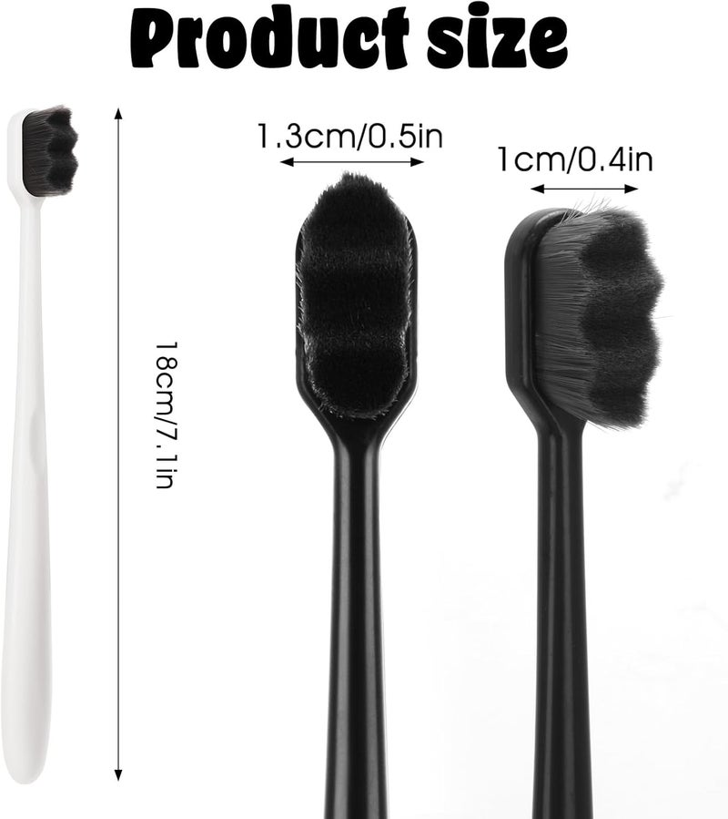 ولهيف 4 PCS Extra Soft Toothbrush Bristle Toothbrus Micro Nanos Toothbrushes for Adults Manual Toothbrushs with 10000 Bristles for Sensitive Teeth (Black White) - Image 2