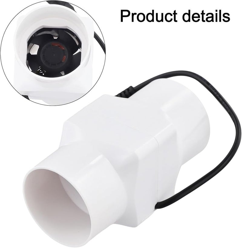 White 12V 6W 2 Inch Inline Duct Fan Quiet 38dB Exhaust Blower For Kitchen Bathroom Ventilation - Image 4