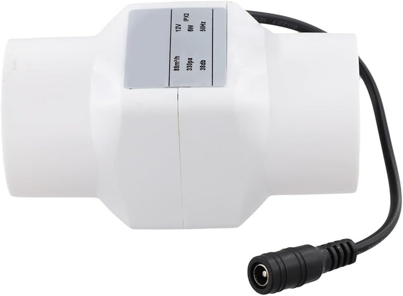 White 12V 6W 2 Inch Inline Duct Fan Quiet 38dB Exhaust Blower For Kitchen Bathroom Ventilation - Image 1