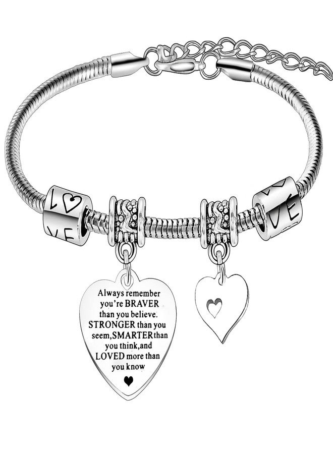 BESPMOSP Always Remember You are Braver Than You Believe Inspirational Bracelet for Women Best Friend Motivational Birthday Graduation Gifts for Daughter Sister Niece Friends - Image 1