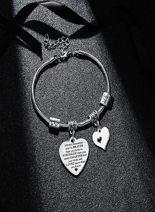 BESPMOSP Always Remember You are Braver Than You Believe Inspirational Bracelet for Women Best Friend Motivational Birthday Graduation Gifts for Daughter Sister Niece Friends - Image 2