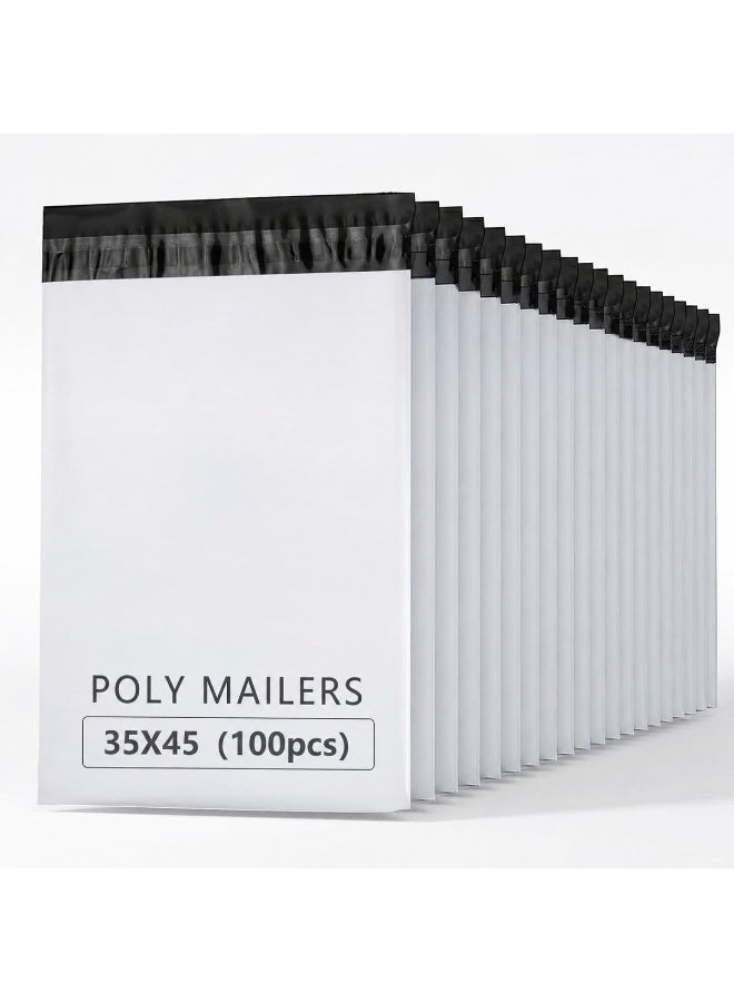 100 Pcs Large Poly Mailers 35×45cm, White Self-Seal Courier Bags, Waterproof Tear-Resistant Shipping Mailing Bags for Clothing, Parcels, Small Business and Online Store Packaging - Image 2