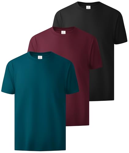 ZITY T Shirts for Men 3 Pack Cotton Crew Neck T-Shirts Short Sleeve Basic Tee Breathable & Moisture Wicking M - Image 1
