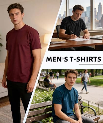 ZITY T Shirts for Men 3 Pack Cotton Crew Neck T-Shirts Short Sleeve Basic Tee Breathable & Moisture Wicking M - Image 2