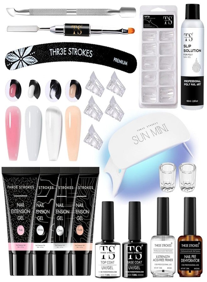 THR3E STROKES TOXIC FREE Poly Nail Gel Extension Kit for Builder Gel, UV Nail Art Kit, Nail Extension Set, Glue-Free Manicure and Pedicure Set (20 Items in Set)(RUBY KIT) - Image 1