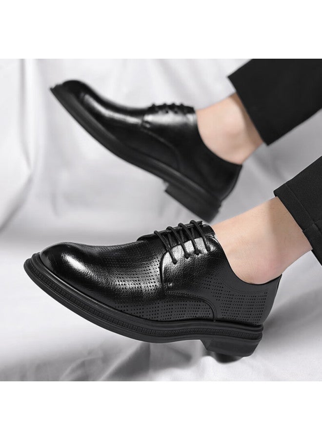Poitulas Men'S Lace-Up Business Casual Hollow Breathable Thick-Soled Formal Shoes 9009 Black (Hollow) Size 41 - Image 1