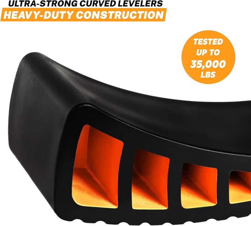 CARMTEK Camper Leveler Kit - Curved RV Levelers with Camper Wheel Chocks for Travel Trailers | Faster Camping Leveling Than RV Leveling Blocks (1 Pack) - Image 3