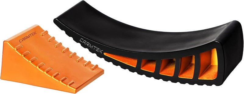 CARMTEK Camper Leveler Kit - Curved RV Levelers with Camper Wheel Chocks for Travel Trailers | Faster Camping Leveling Than RV Leveling Blocks (1 Pack) - Image 1