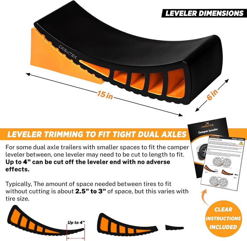 CARMTEK Camper Leveler Kit - Curved RV Levelers with Camper Wheel Chocks for Travel Trailers | Faster Camping Leveling Than RV Leveling Blocks (1 Pack) - Image 4