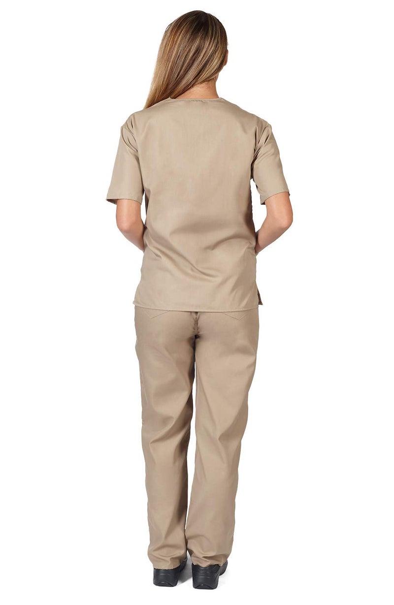 Natural Uniforms Women's Scrub Set - Medical Scrub Top and Pant, Khaki, Small - Image 3